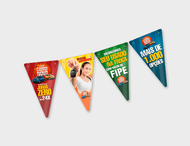 Bandeirolas Pequenas Couchê 250g Verniz Total Frente 15x24,5 cm - 4x1 - 50 unid