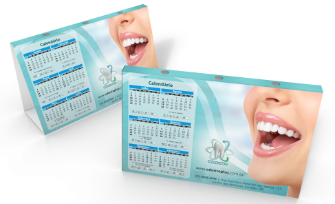 Calendário de Mesa 2026 com Porta Canetas Supremo 300g Sem Verniz 14x25cm - 4x0 - 500 unid