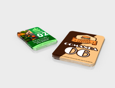 Comanda com Arte Variável em PVC 0,5mm Fosco Frente e Verso 8,5x11,4cm - 4x0 - 1 unid