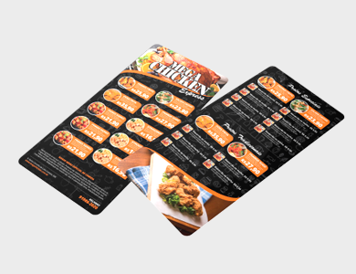 Cardápio com 2 Páginas (1 Folha) em PVC 0,76mm Cristal Frente e Verso 13,7x29,4cm - 4x4 - 50 unid