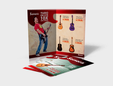 Folder com 1 Dobra Couchê 90g Verniz Total Frente e Verso 15x21cm - 4x4 - 2500 unid