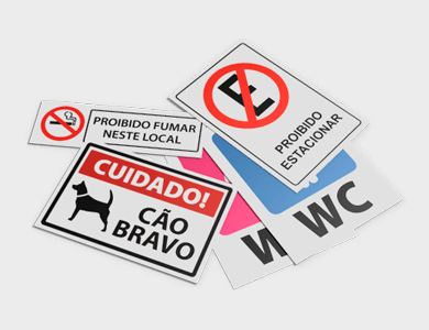 Placas de Sinalização/Informativa Pequena em PVC 0,5mm Cristal Frente e Verso 21,9x14,4 cm - 4x0 - 1 unid
