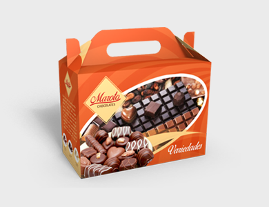 Caixa de Presente Extra Pequena com Alça Couchê 300g Laminação Fosca e Hot Stamping 18,9x9x13,5cm - 4x0 - 500 unid